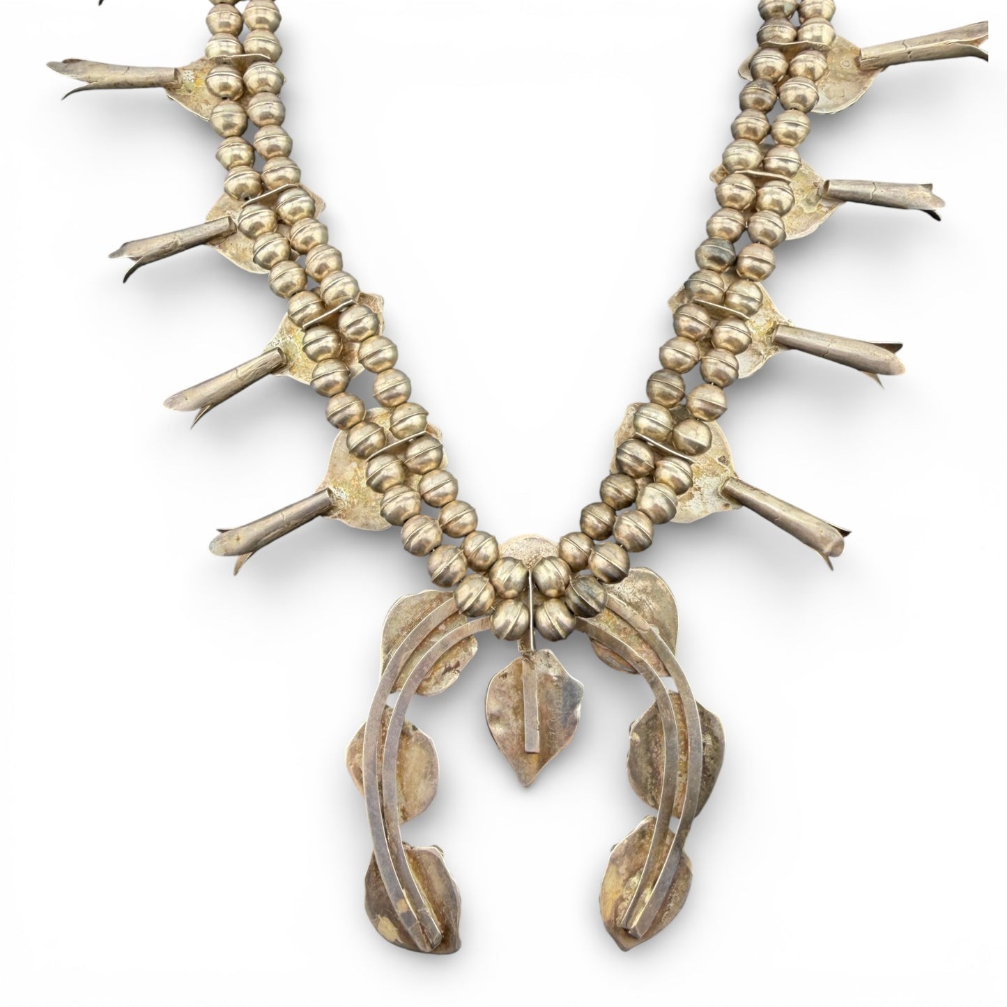 Sterling Silver Turquoise Squash Blossom Necklace