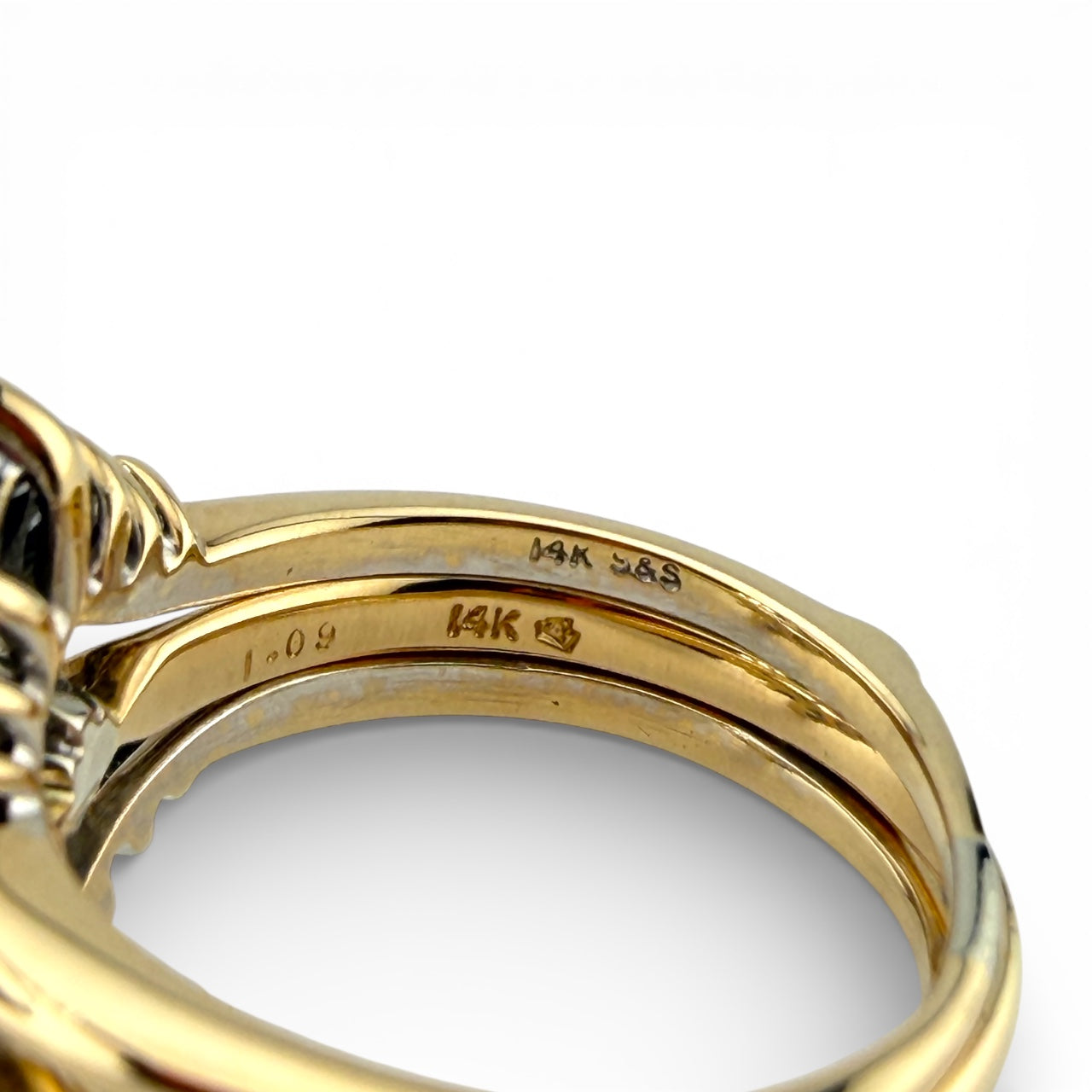 Yellow 14K 1.09CT & .60CTW Diamond Wedding Set