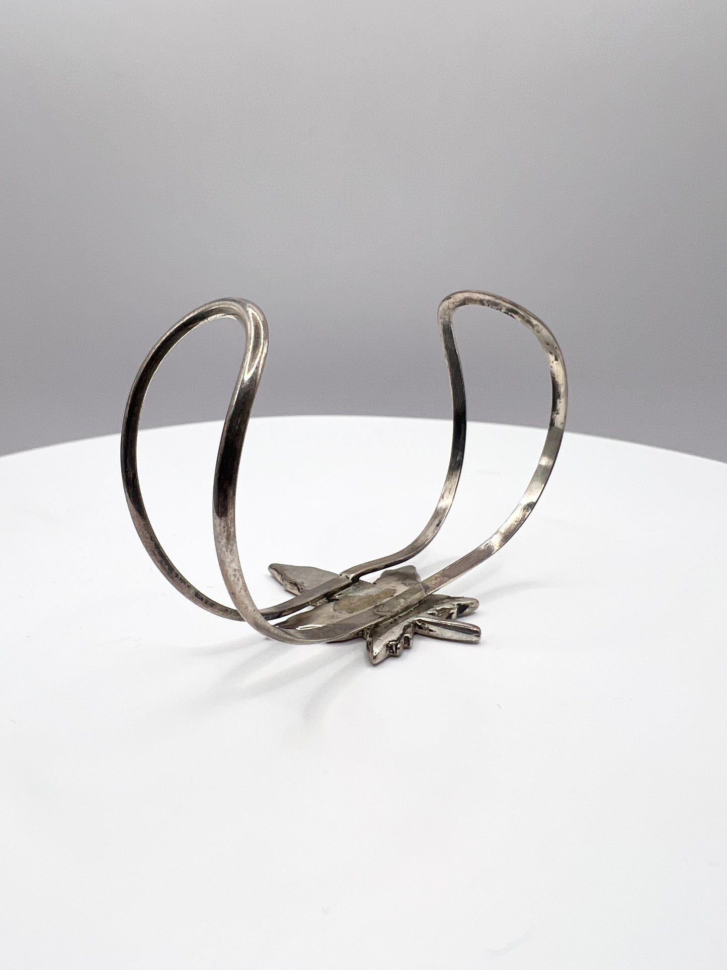 Sterling Silver Turquoise & Coral Leaf Cuff