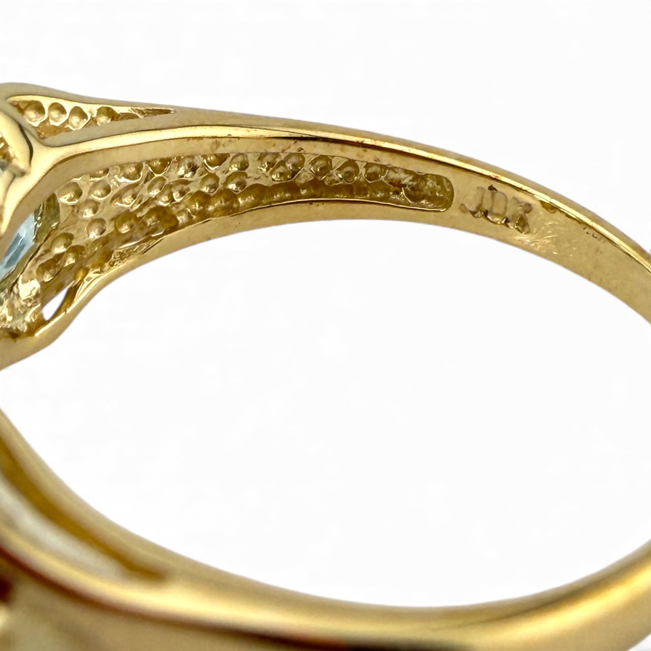 Yellow 10K Aquamarine & Diamond Ring