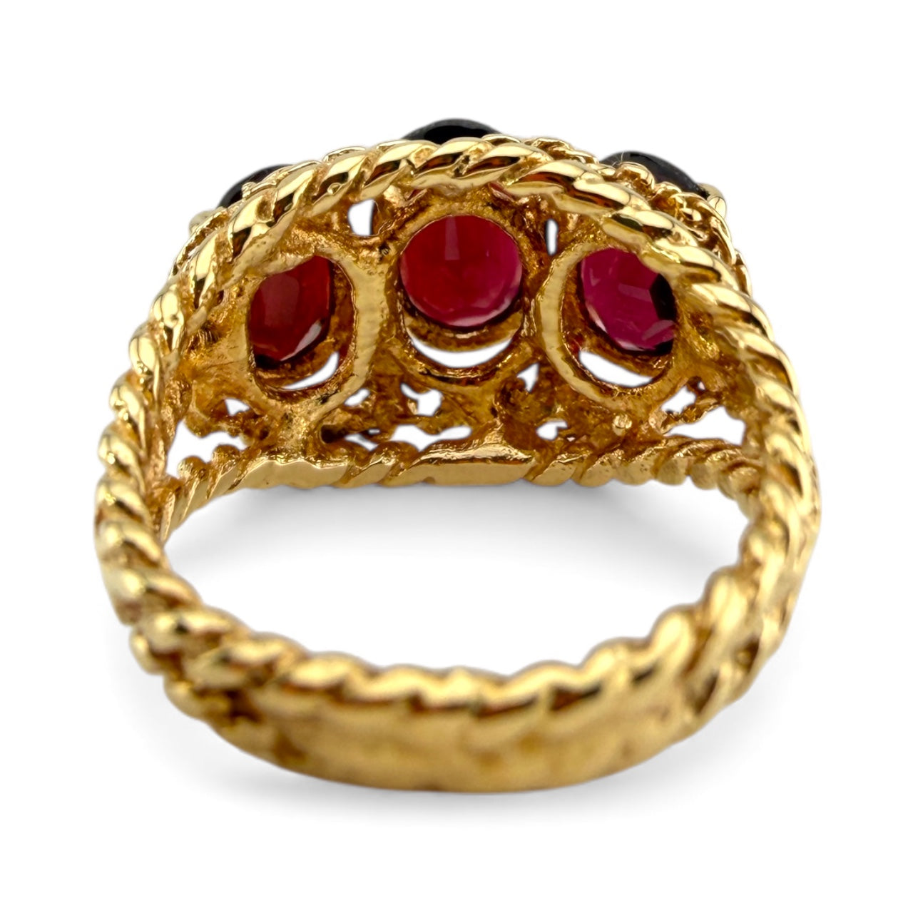 Yellow 14K 3-Stone Garnet Ring