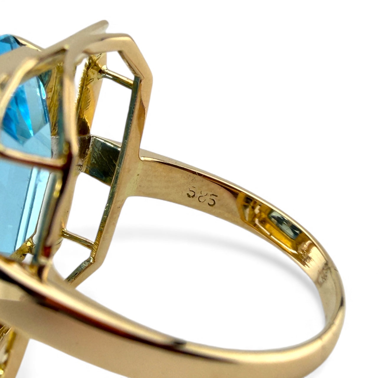 Yellow 14K Blue Topaz & .12CTW Diamond Ring