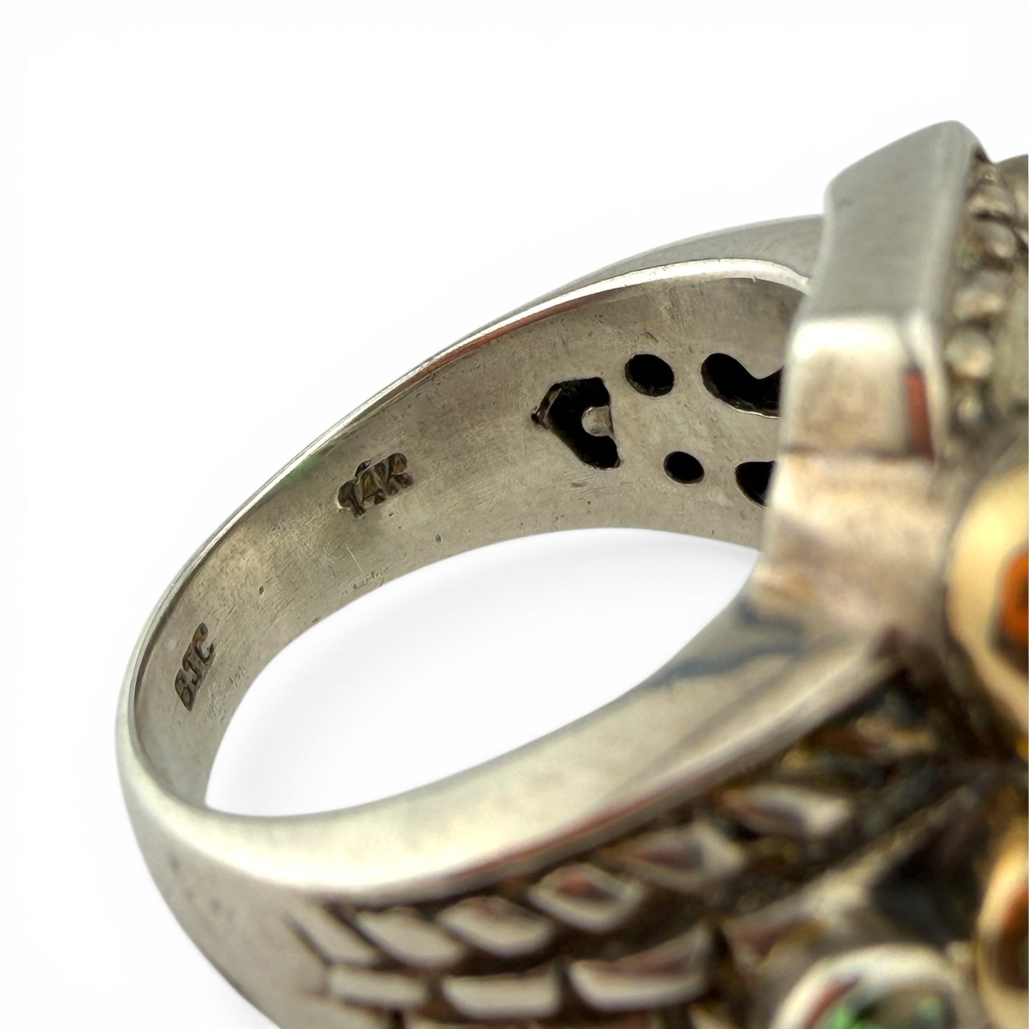 Sterling Silver & Yellow 14K Chrysoprase w/Peridot Ring