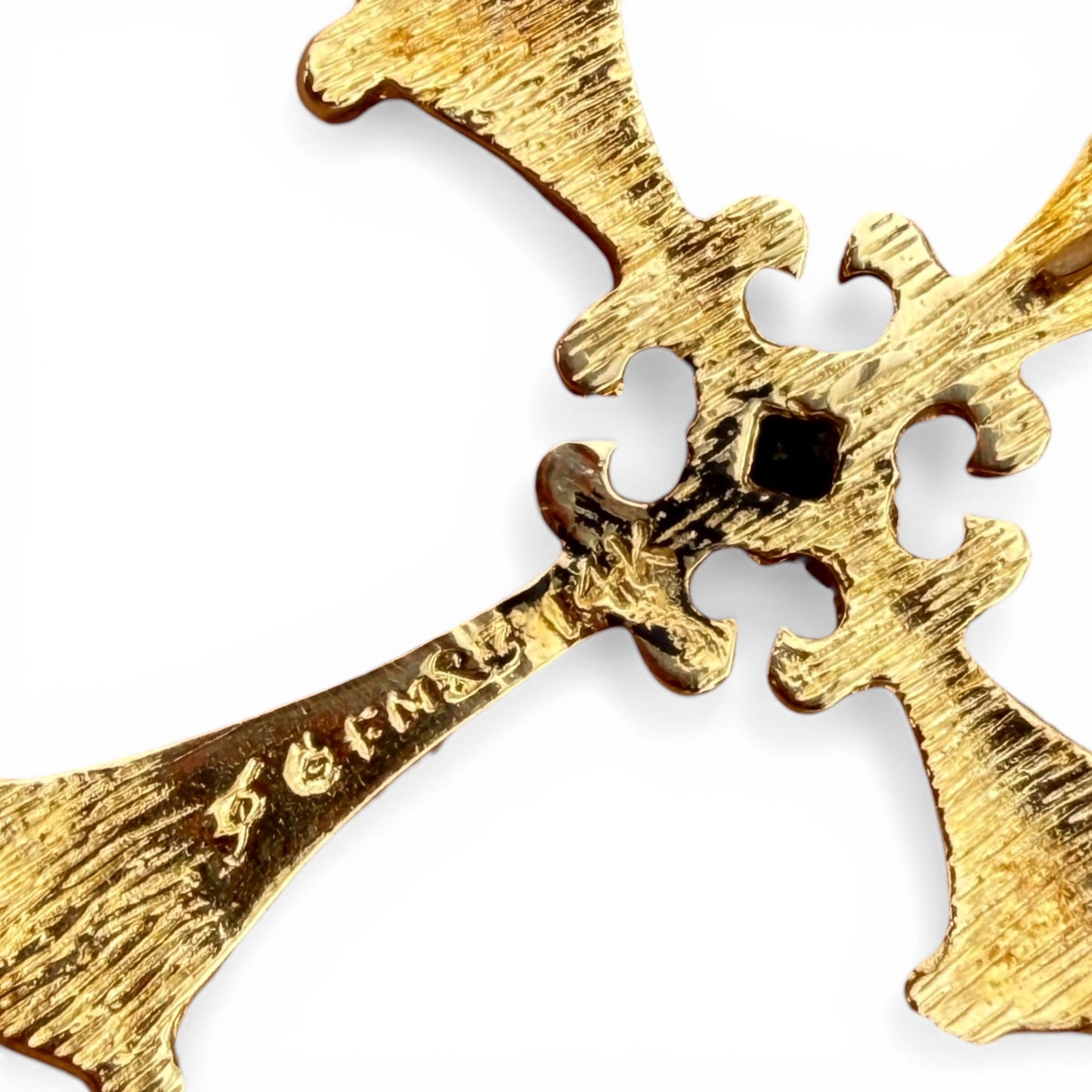 Yellow 14K Blue Enamel w/ Sapphire & Diamonds Cross Pendant