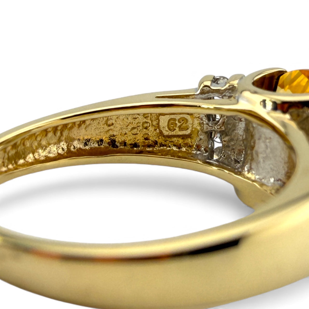Yellow 14K Citrine & Diamond Ring
