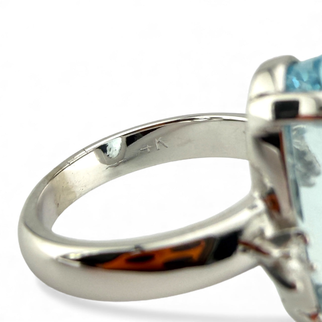 White 14K Aquamarine & Diamond Ring