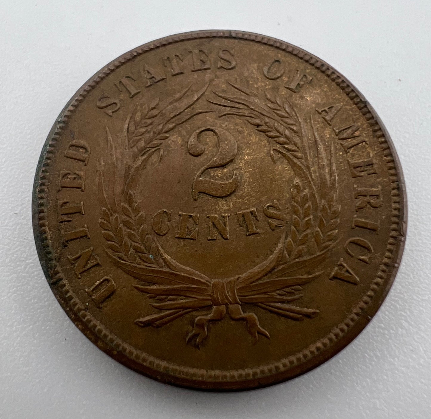 1865 2 Cents AU-50