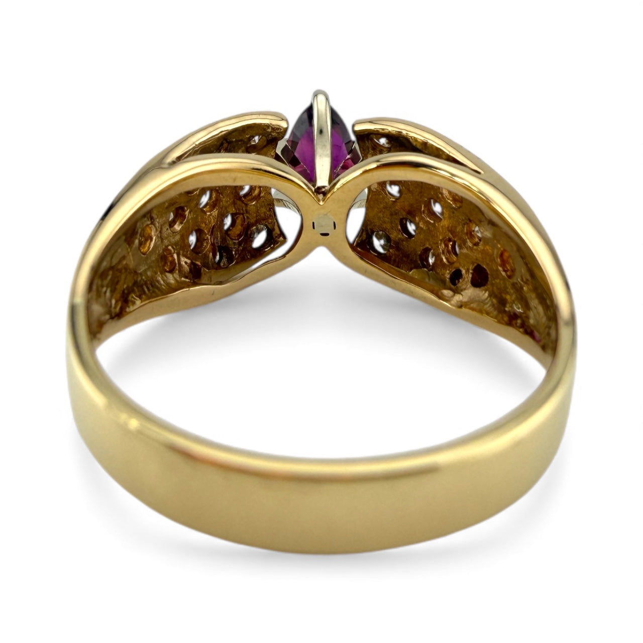 Yellow 14K Garnet & .60CTW Diamond Ring