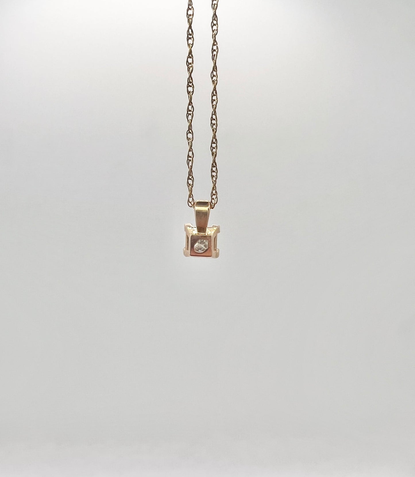 14K 17" Rose Gold Chain w/14K Rose Gold .28CT SI2 Diamond Pendant