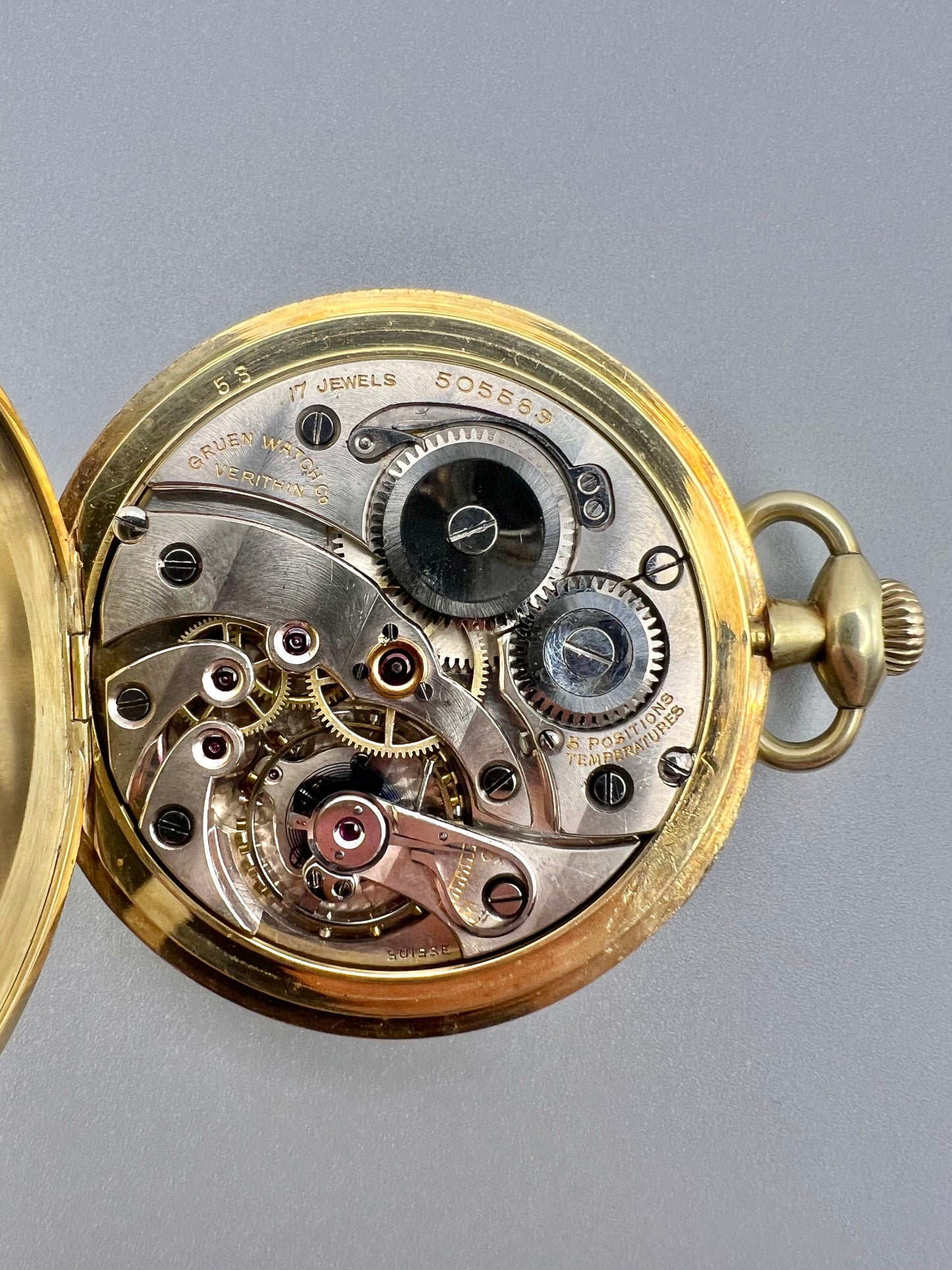 Y14K Gruen Verithin 17J 16S Pocket Watch