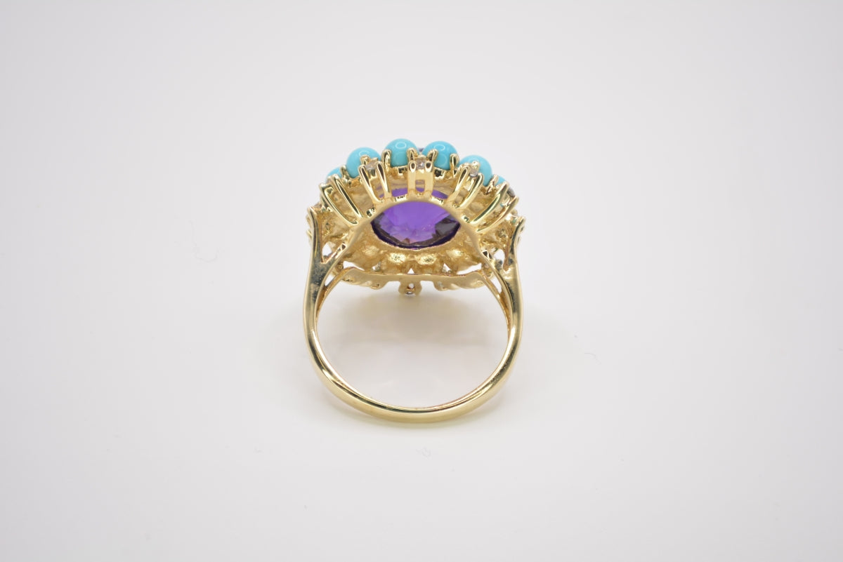 10K Turquoise & Amethyst Ring