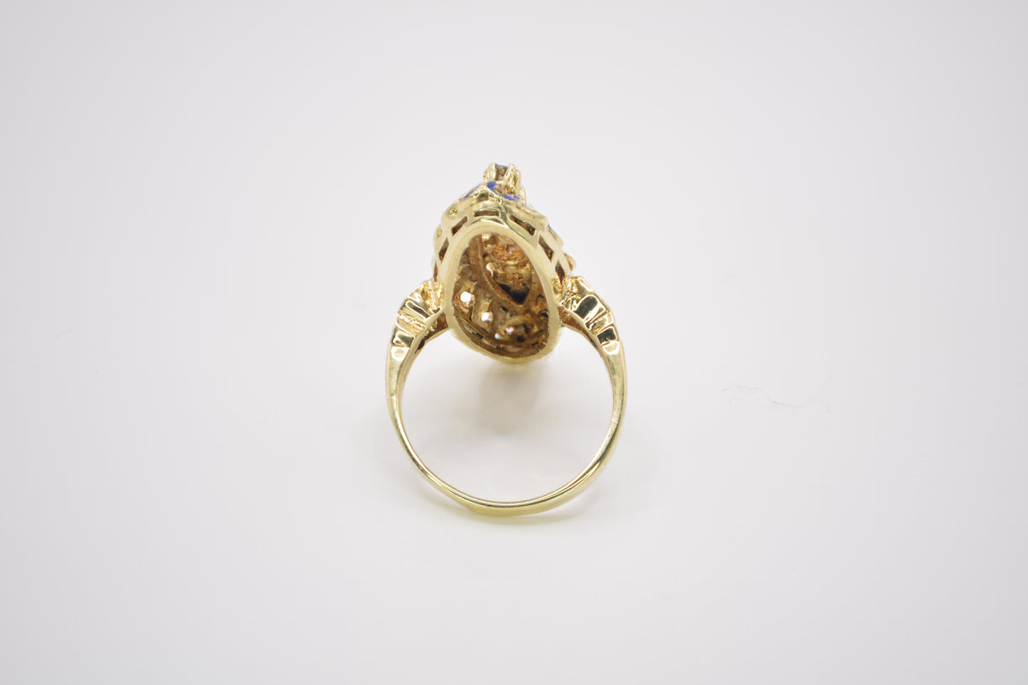 14K .25CTW Diamond Blue Enameld Ring