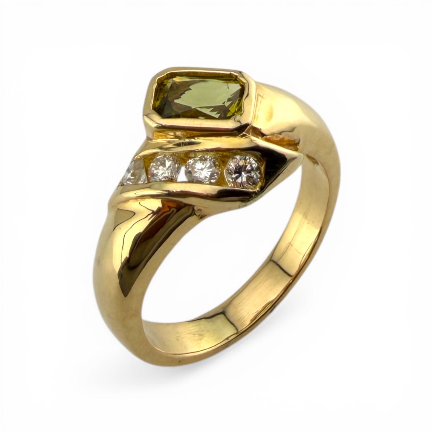 Yellow 14K Peridot & .25CTW Diamond Ring
