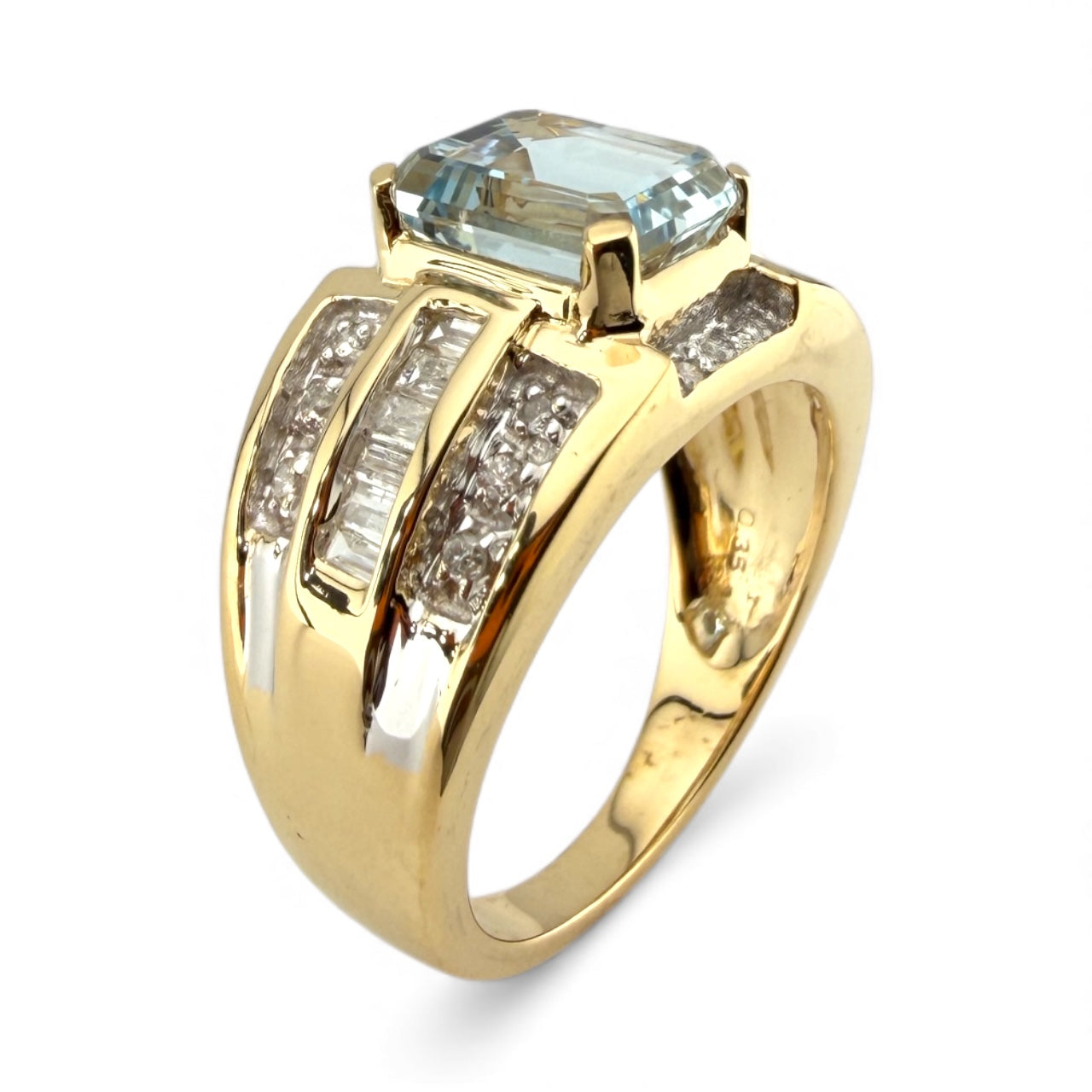Yellow 14K Blue Topaz & .35 CTW Diamond Ring