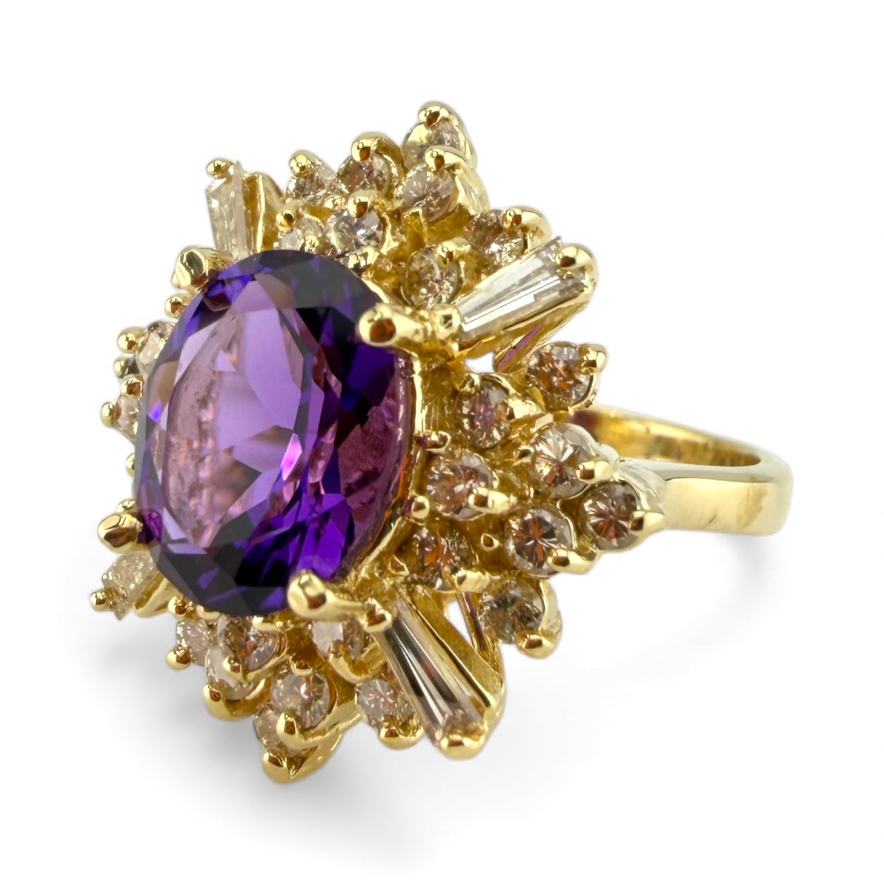 Yellow 14K Amethyst & 1CTW Diamond Ring