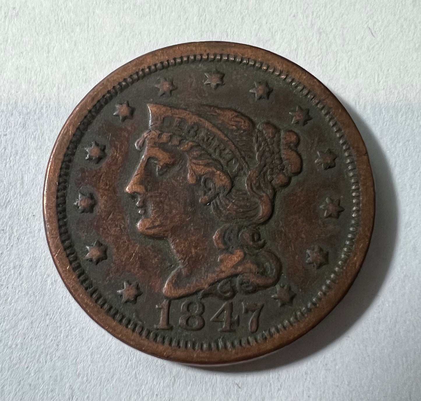 1847 Large Cent VF-30