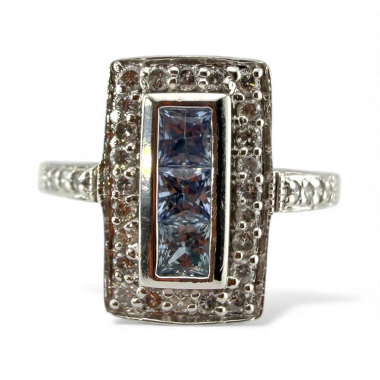 White 14K .40CTW Tanzanite & .25CTW Diamond Ring