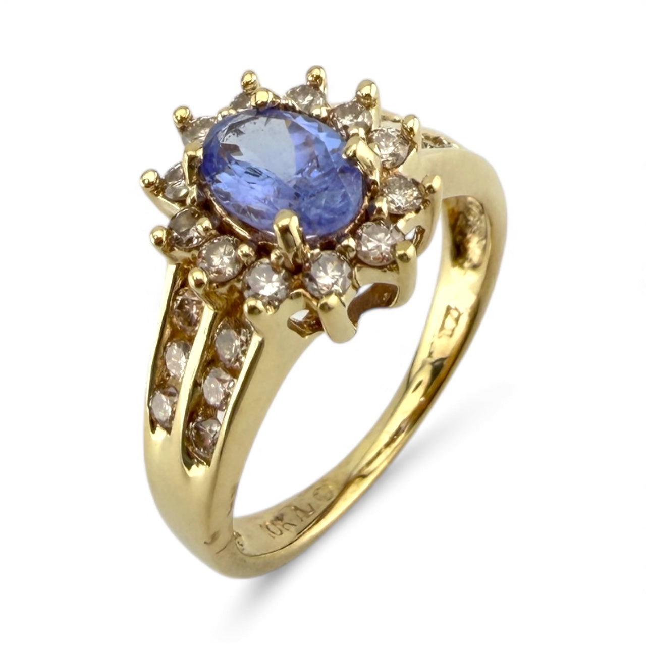 Yellow 10K Tanzanite & .25CTW Diamond Ring