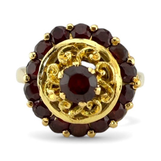 Yellow 18K Garnet Ring
