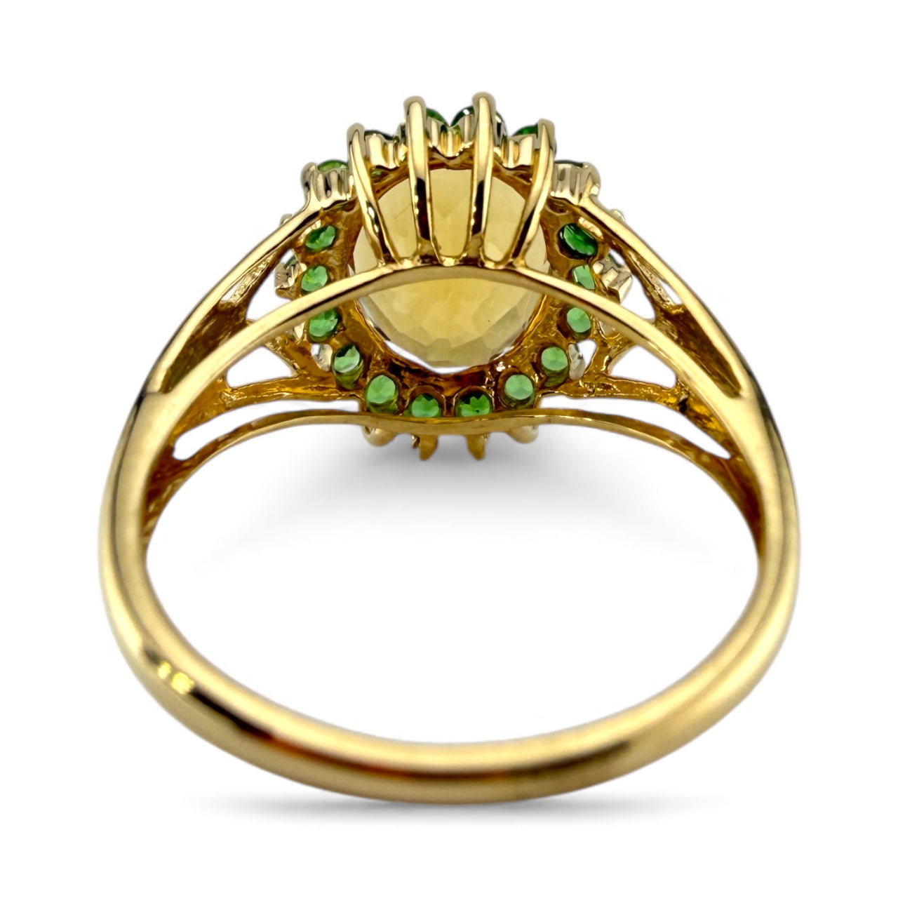 Yellow 14K Citrine & Tsavorite Ring