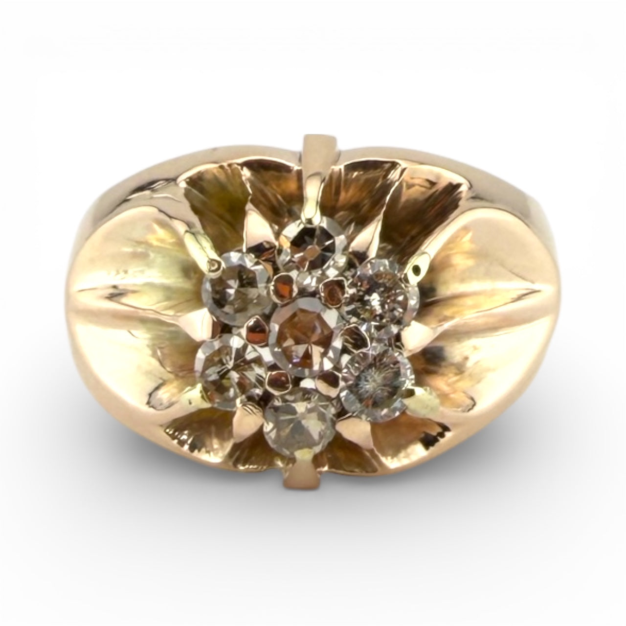 Yellow 9K .42CTW Diamond Cluster Ring