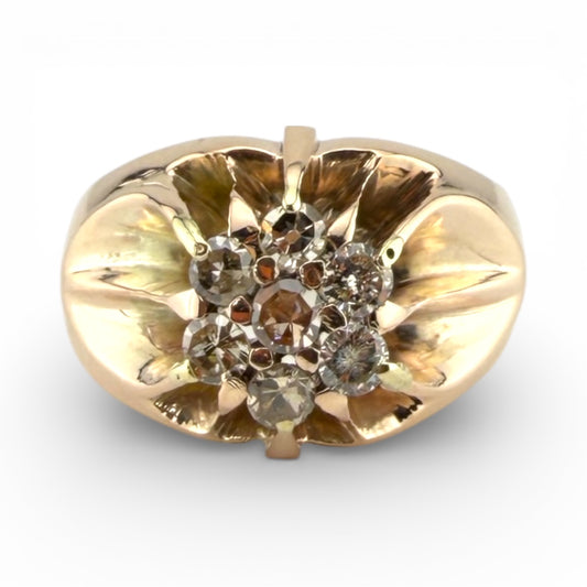 Yellow 9K .42CTW Diamond Cluster Ring