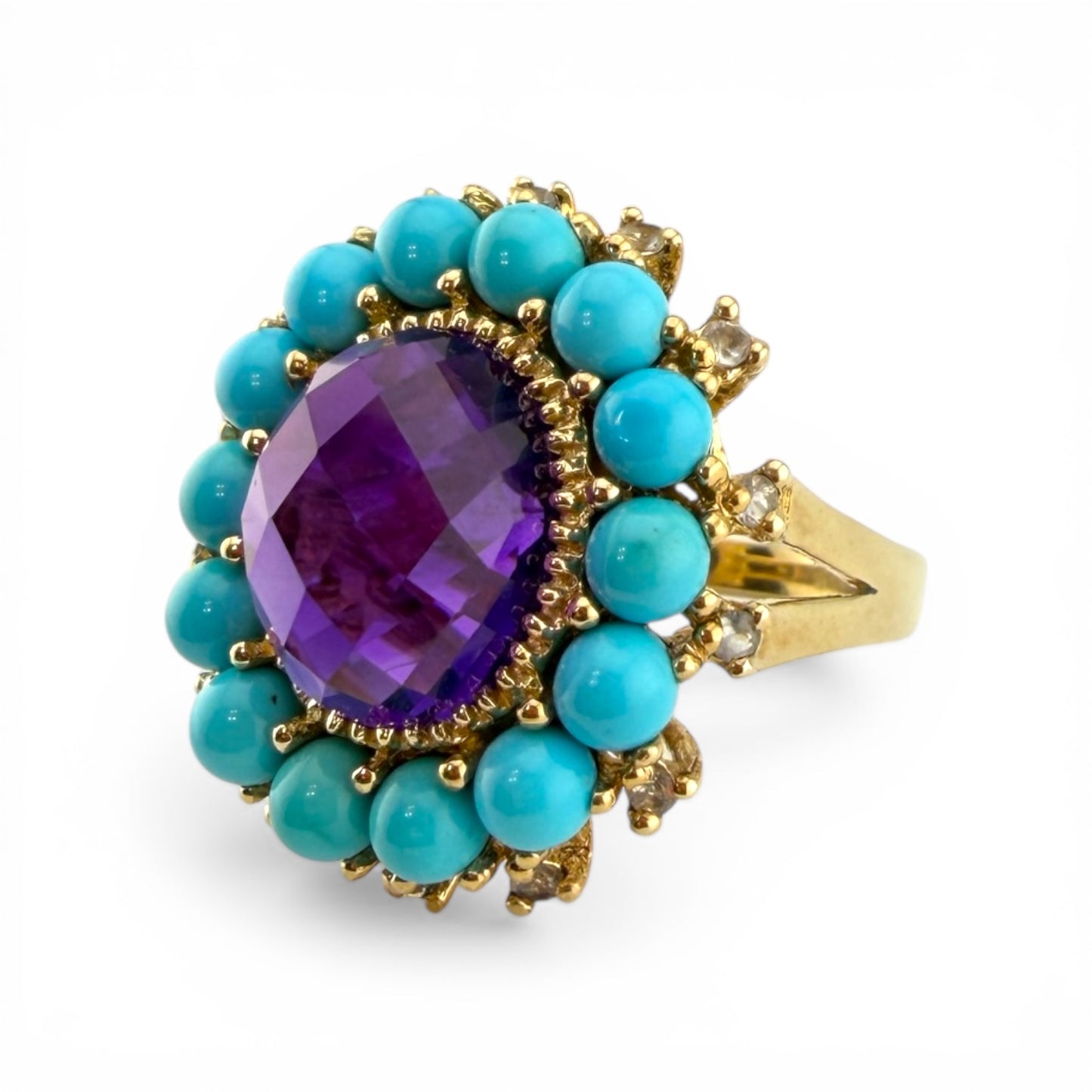 10K Turquoise & Amethyst Ring
