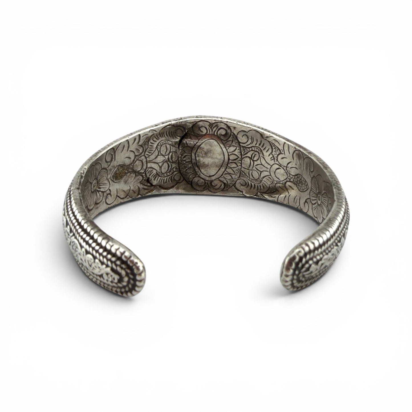 Native American Sterling Silver Coral Cuff Bracelet