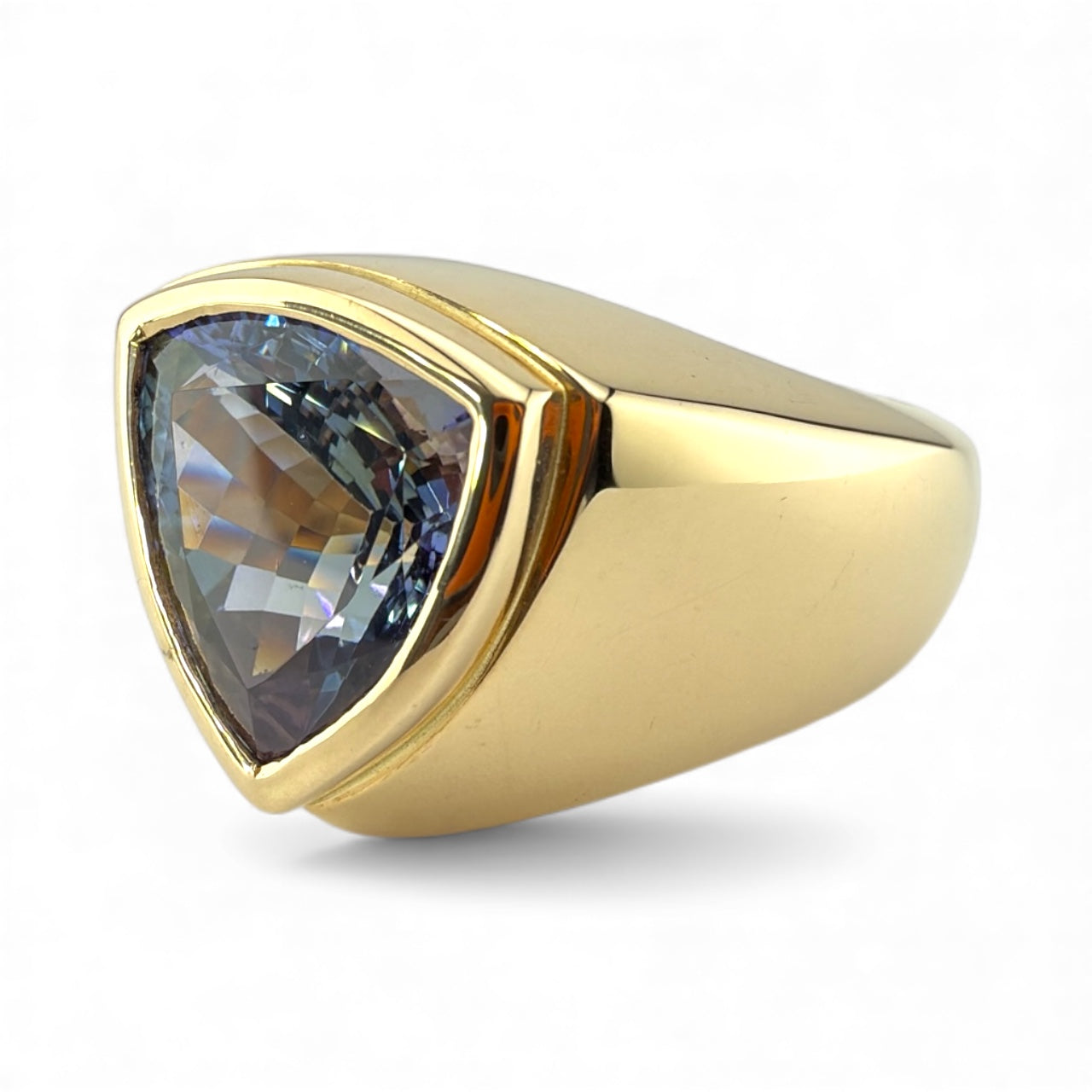 14K 7.16CT Tanzanite Trillion Ring