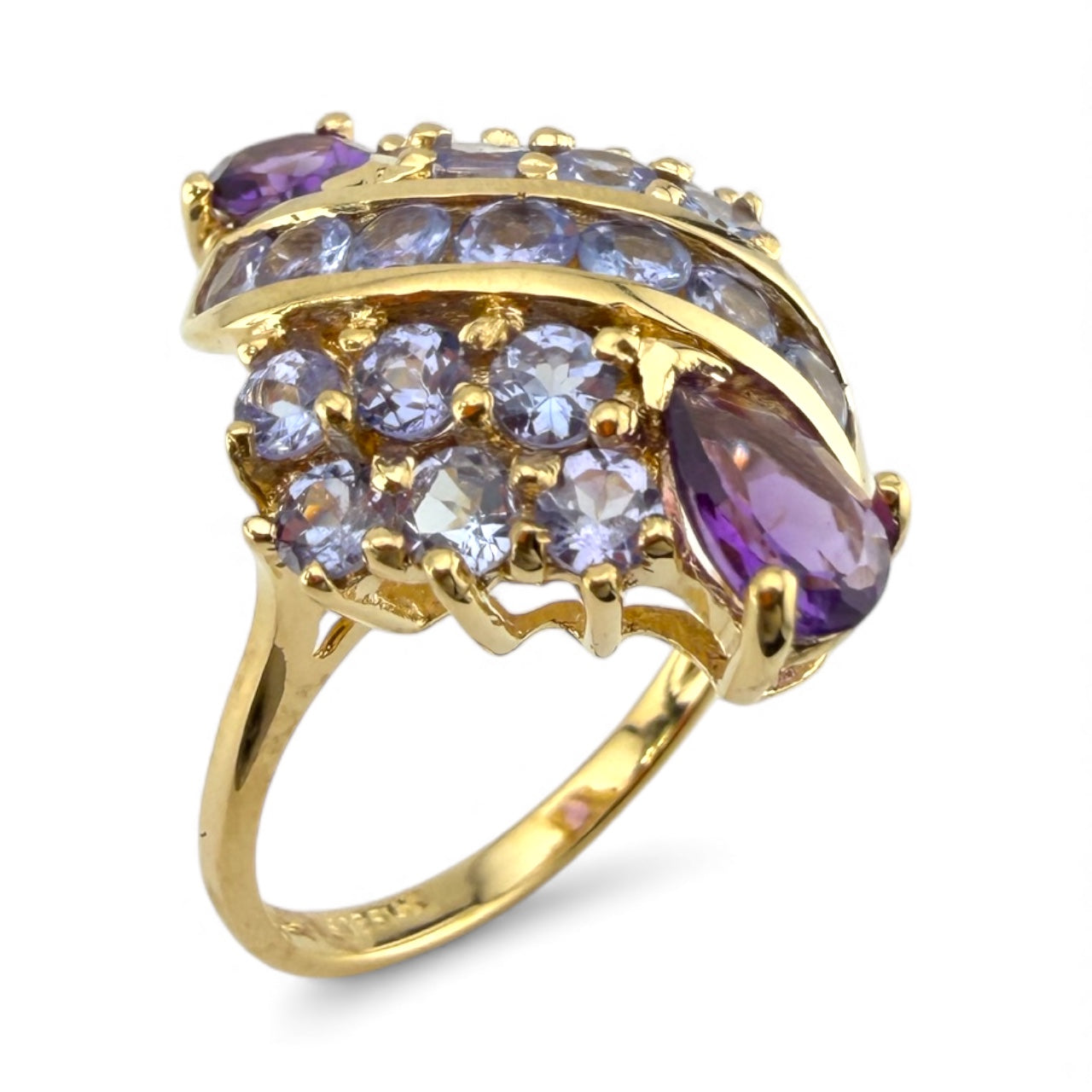 Yellow 14K Amethyst & Tanzanite Ring