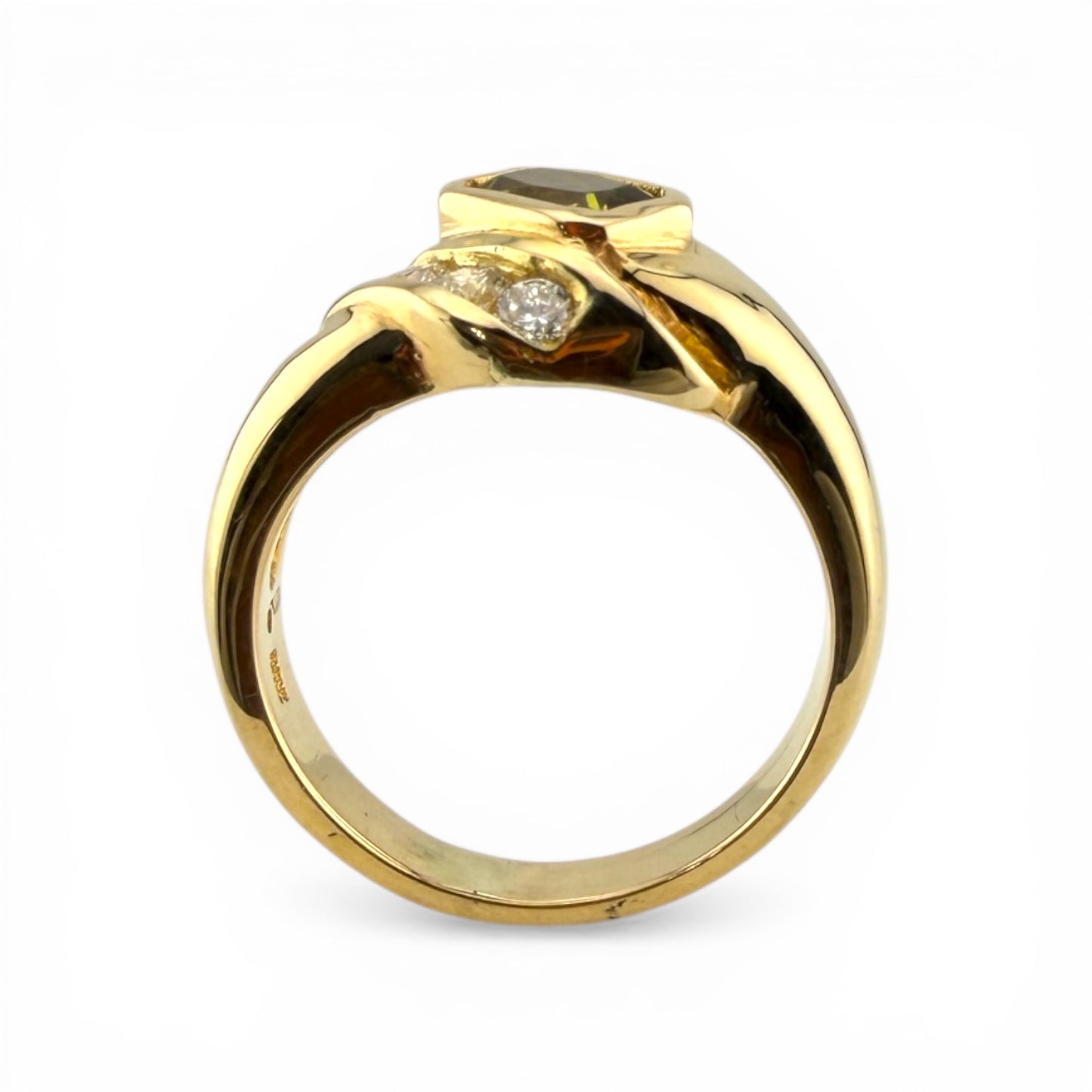 Yellow 14K Peridot & .25CTW Diamond Ring