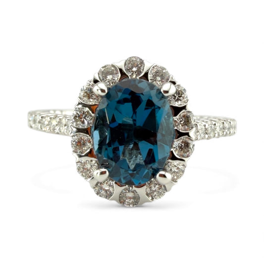 White 14K 1.37CT Blue Topaz & .79CTW Diamond Ring