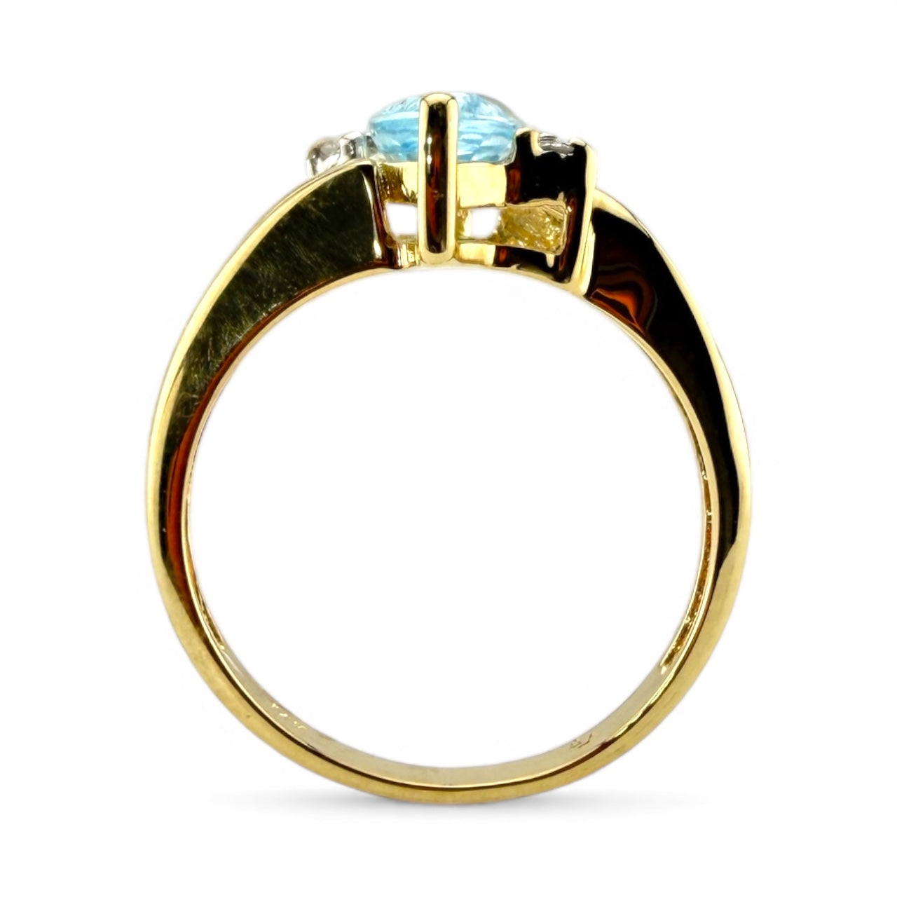 Yellow 14K Aquamarine & .06CTW Diamond Ring