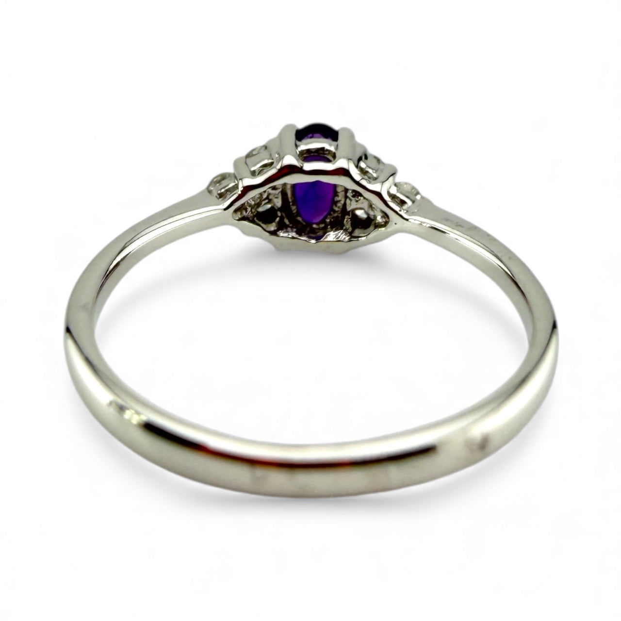 White 18K Amethyst & Diamond Ring