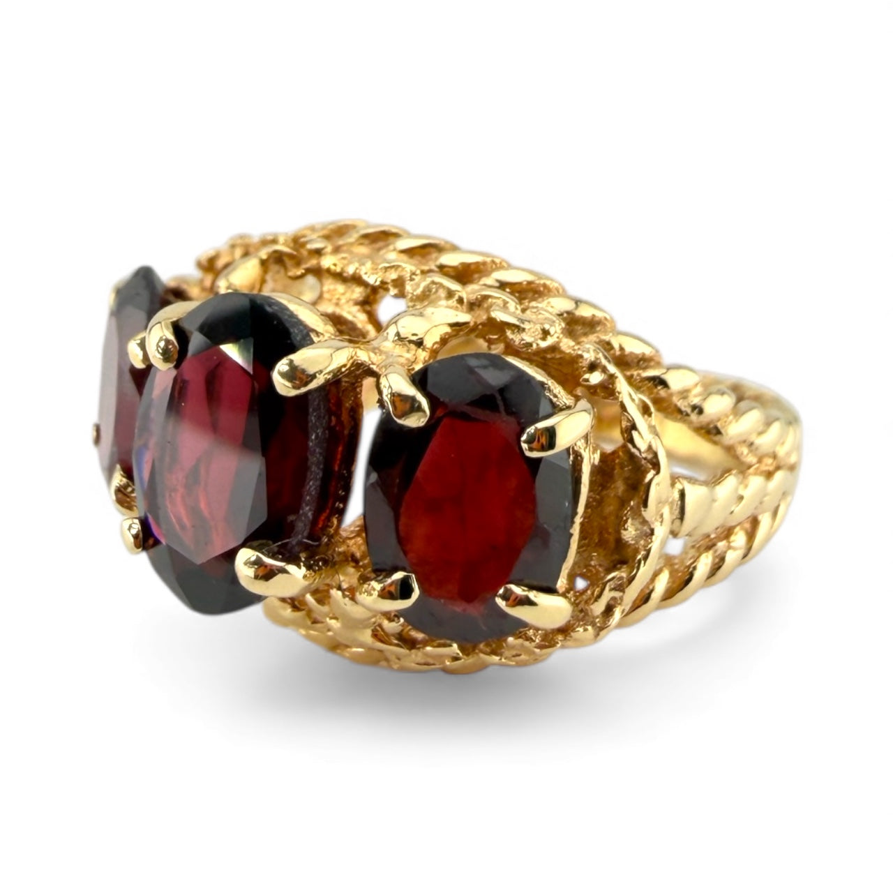 Yellow 14K 3-Stone Garnet Ring
