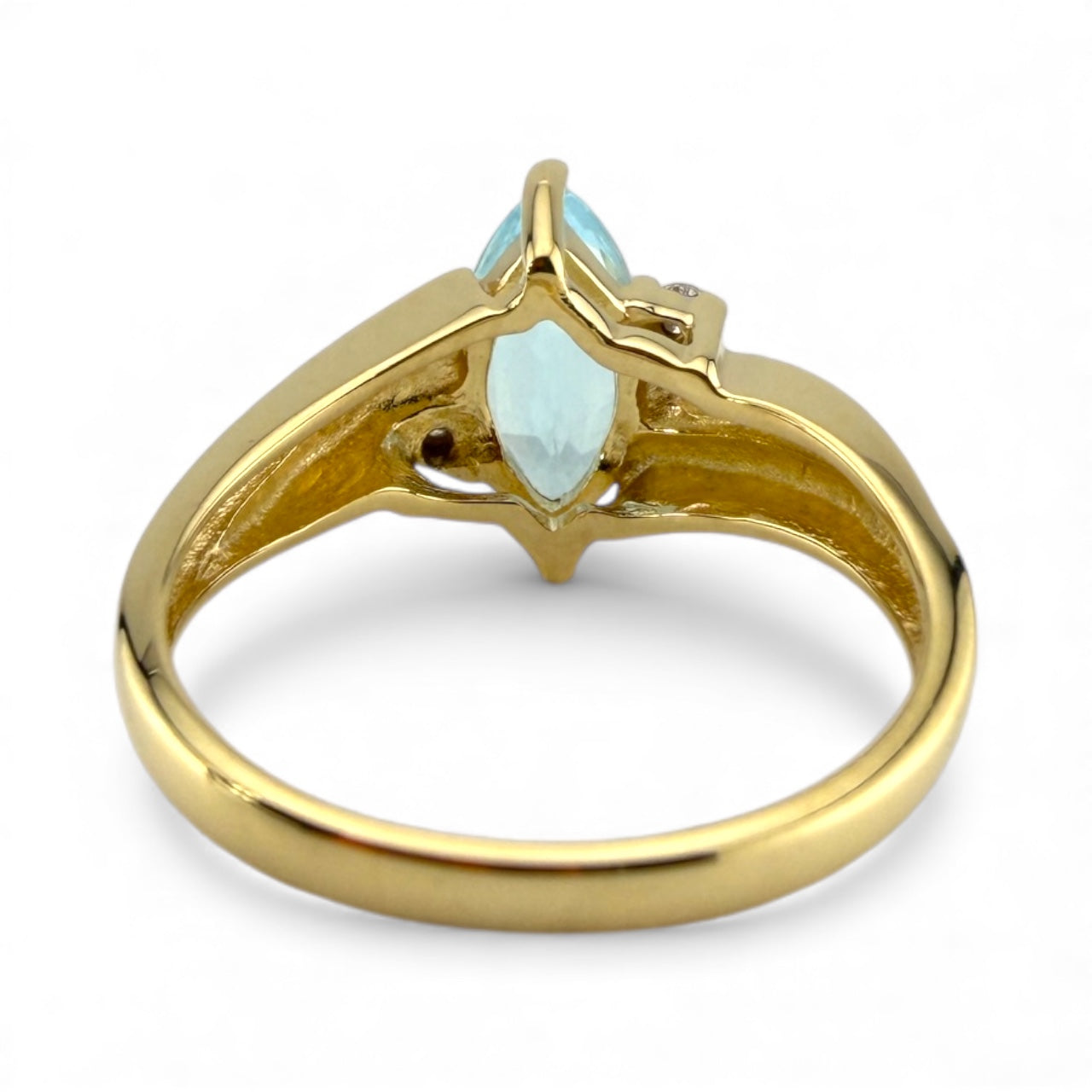 Yellow 14K Aquamarine & .06CTW Diamond Ring