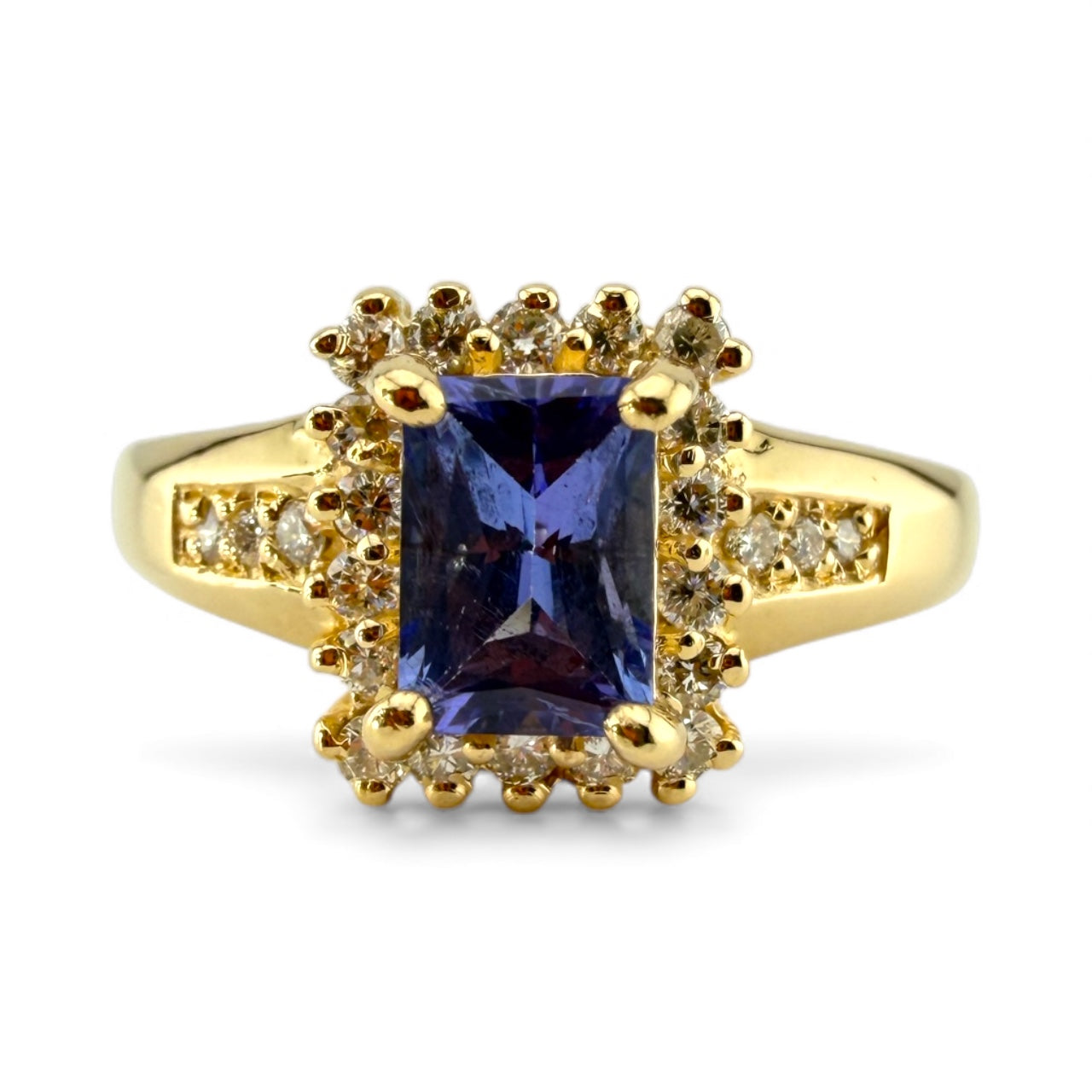 Yellow 14K Tanzanite & .36CTW Diamond Ring