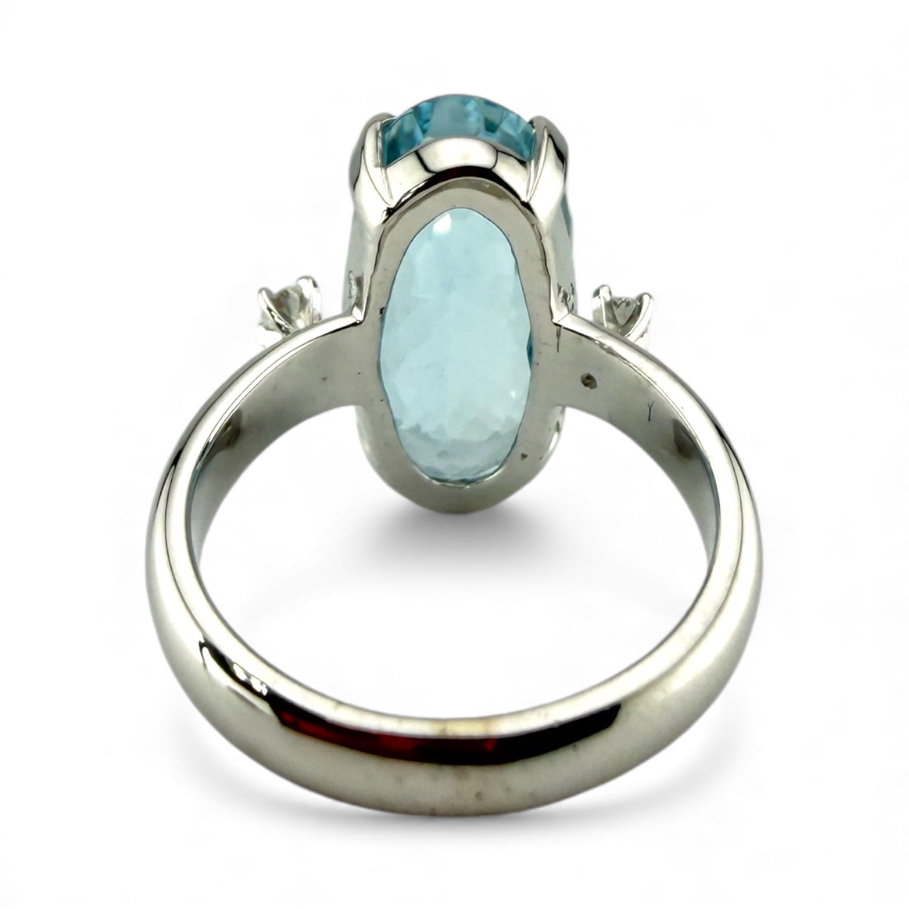 White 14K Aquamarine & Diamond Ring