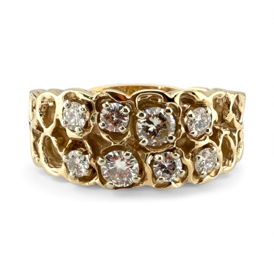 Yellow 14K .67CTW Diamond Nugget Style Ring