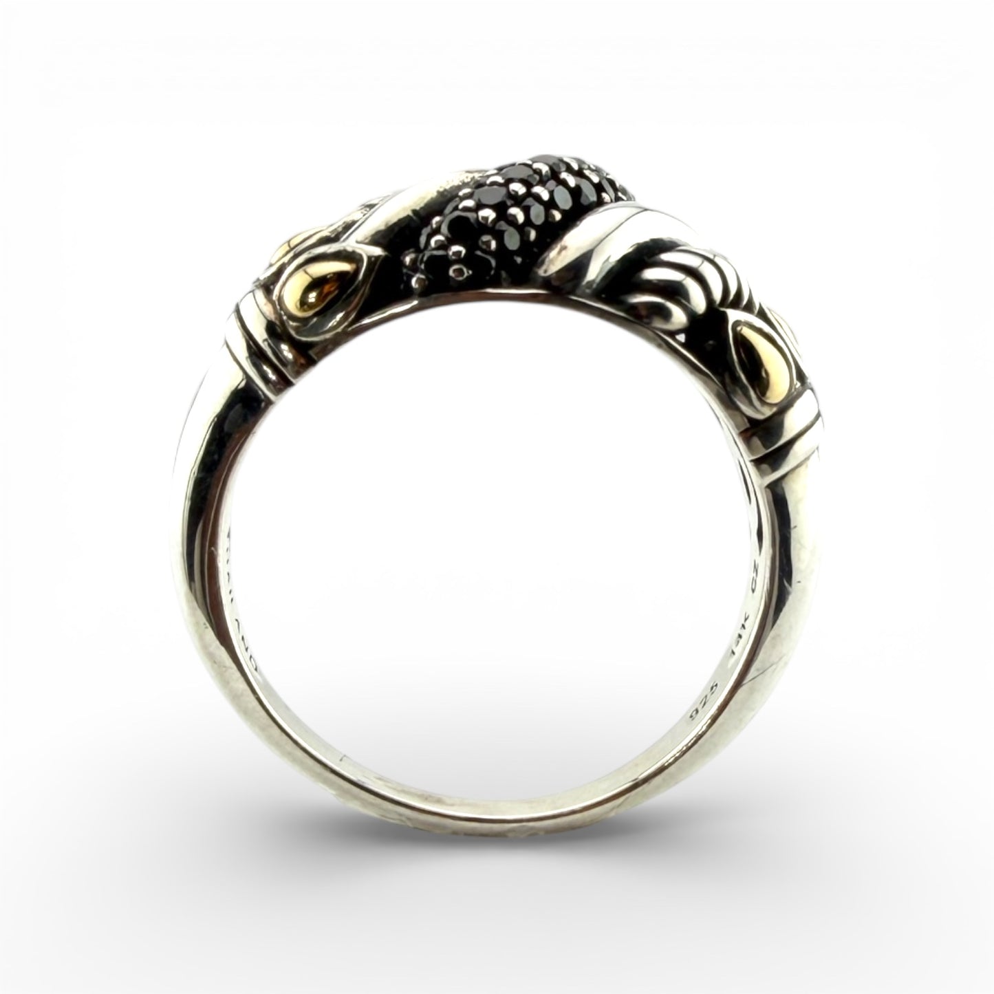 Sterling Silver & 14K Yellow Gold Black CZ Ring