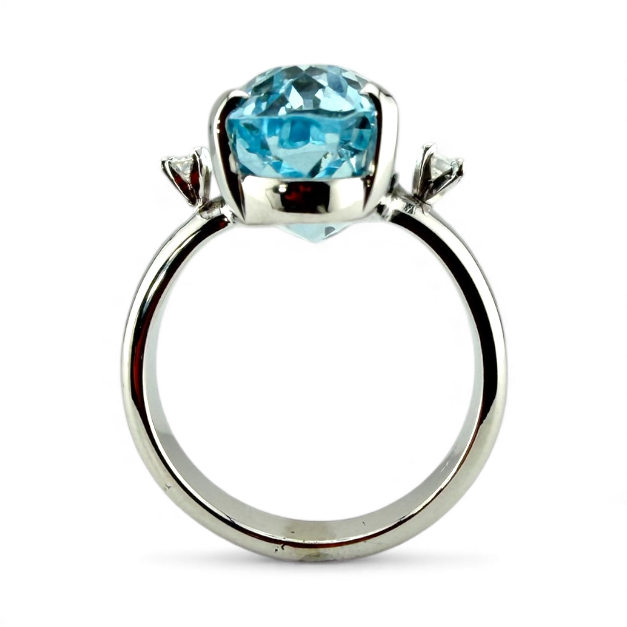 White 14K Aquamarine & Diamond Ring