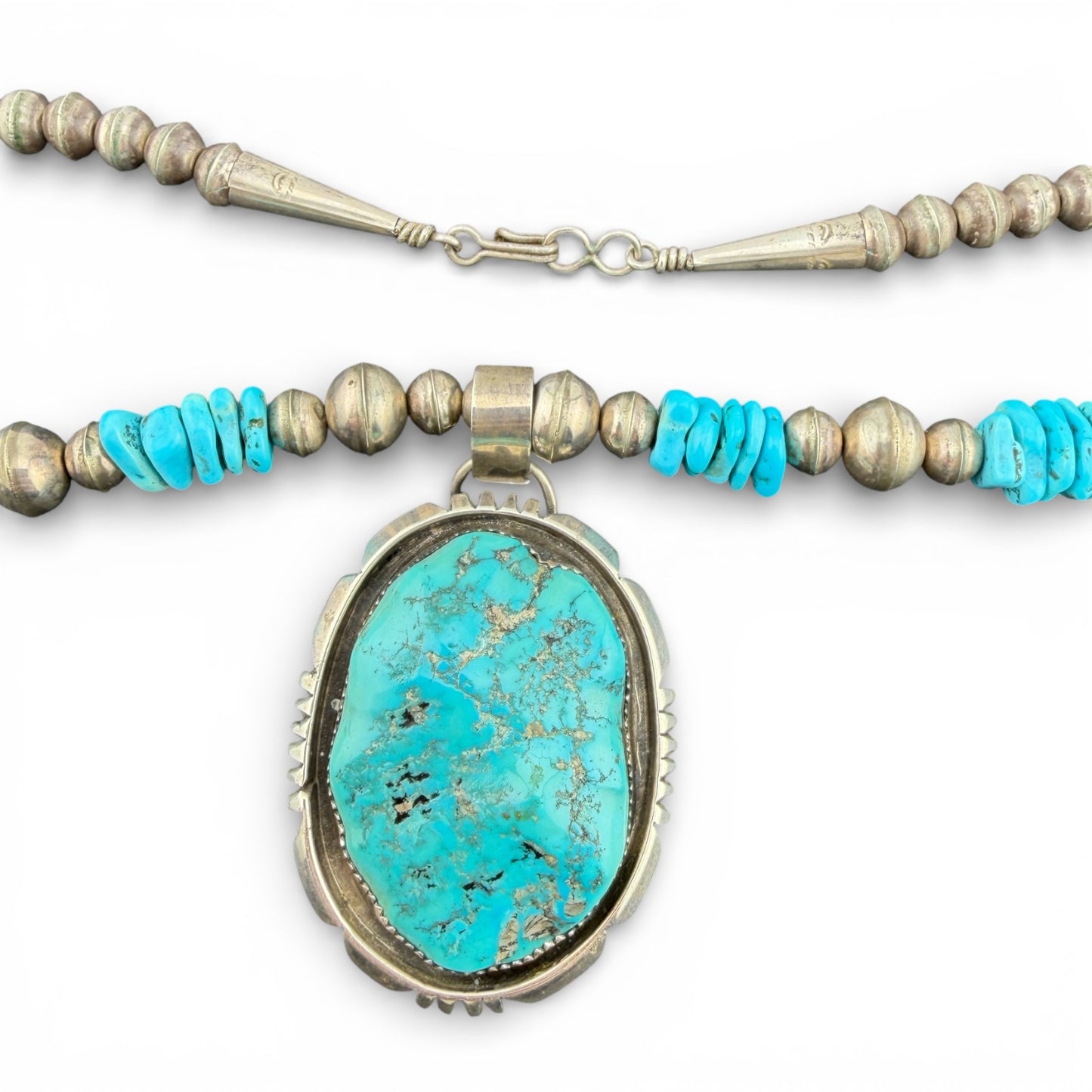 Sterling Silver 29.5” Turquoise Beaded Necklace