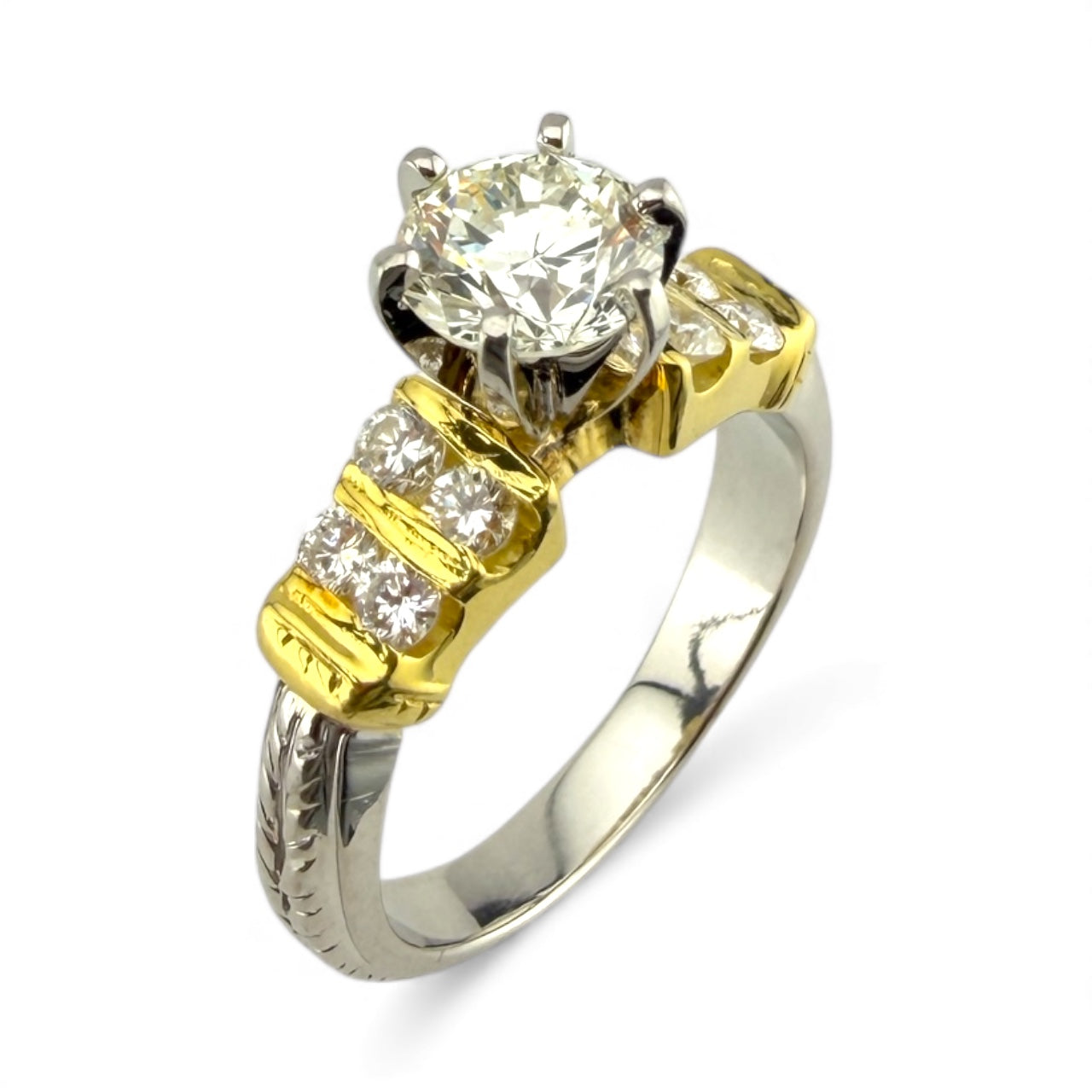 Platinum & 18K Yellow Gold VS1 K 1.08CT/.40CTW Diamond Engagement Ring