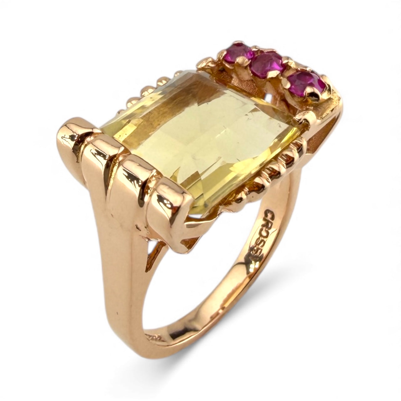 14K Rose Gold “Crosby” Citrine & Ruby Ring