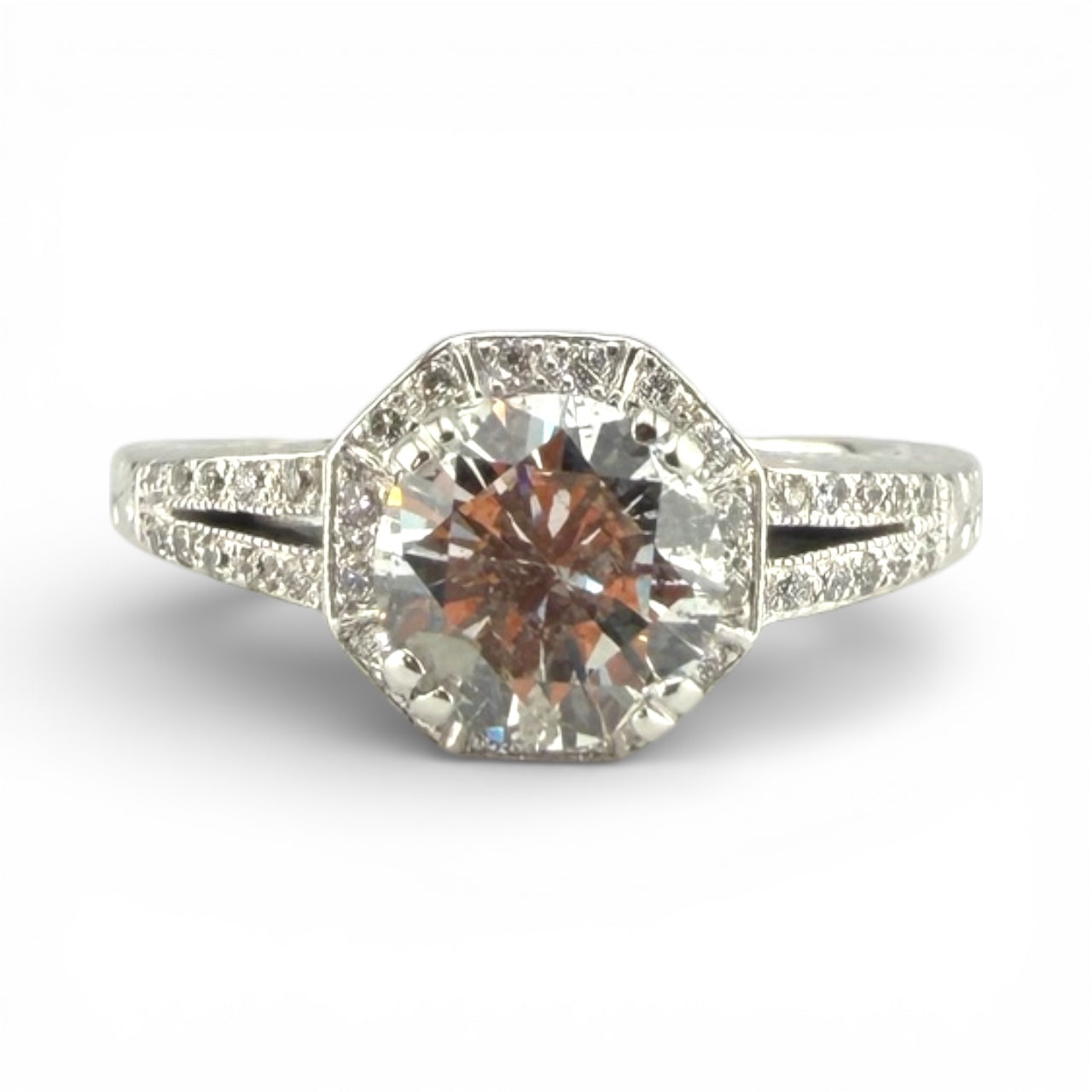 White 18K 1.16CT I1 K & .18CTW Diamond Ring