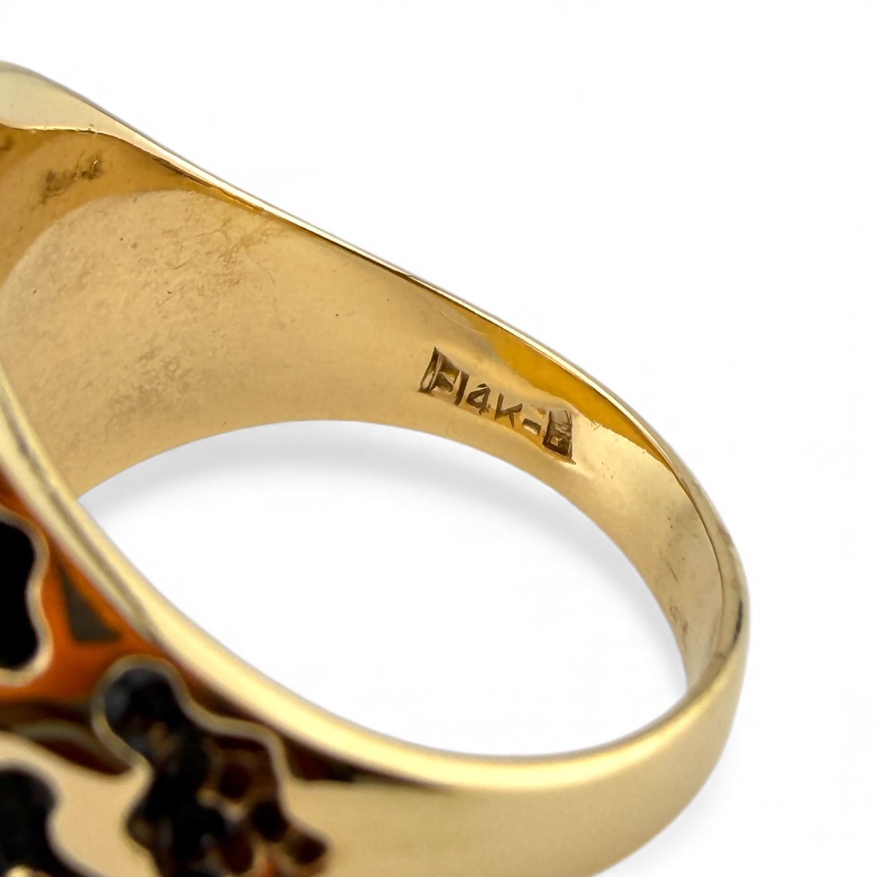 Yellow 14K .22CT Black Enameled Ring