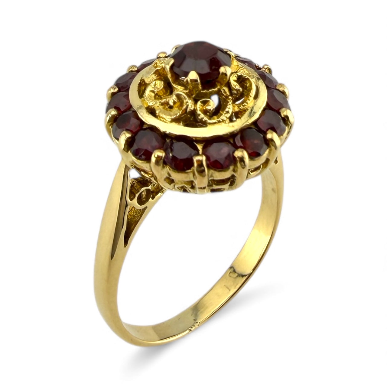 Yellow 18K Garnet Ring