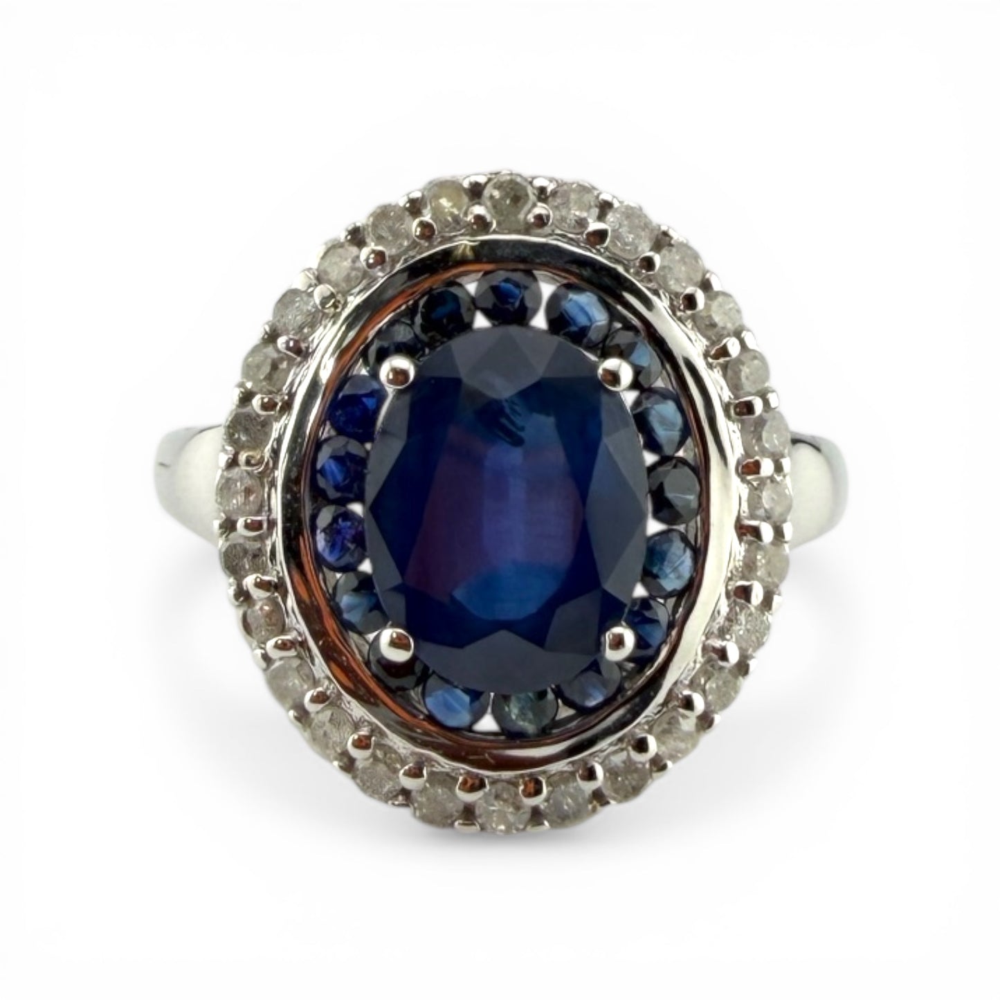 White 10K Sapphire & .56CTW Diamond Ring