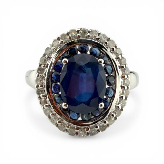 White 10K Sapphire & .56CTW Diamond Ring