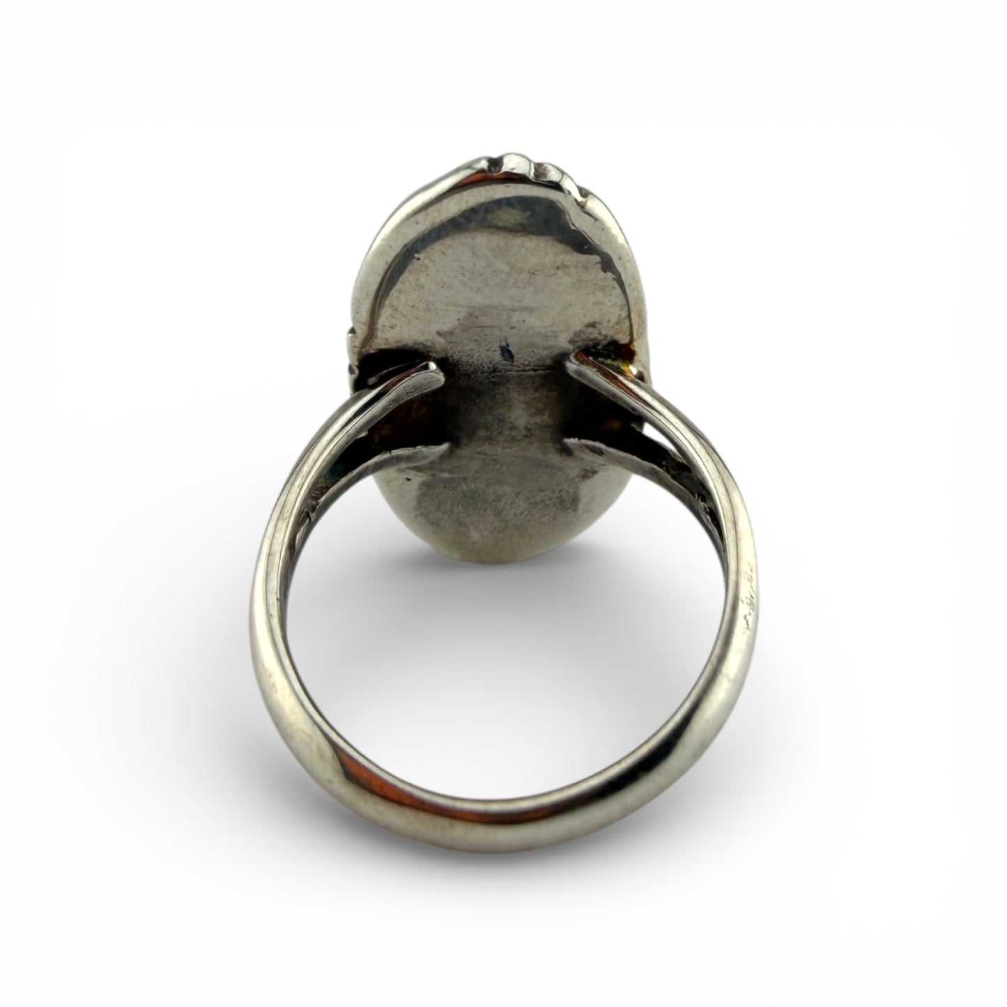 Old Pawn Silver Chipped Turquoise & Coral Ring